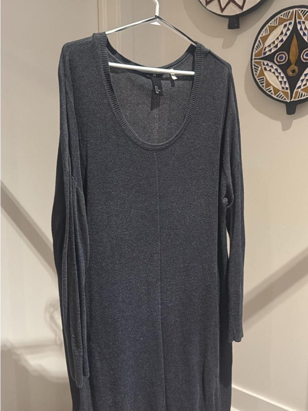 H&M Dark Gray Long Sleeve Scoop Neck Dress